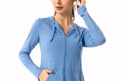 Slim Fit Design High Stretch Full Zipper Sweat-wicking Sports Jacket for Women - Image 8