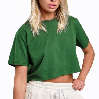 Women Short Body Crop Tops Oversize Blank Top Women Green Tees Cropped T shirts