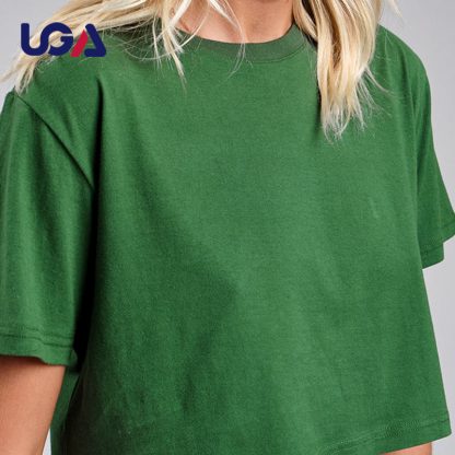 Women Short Body Crop Tops Oversize Blank Top Women Green Tees Cropped T shirts - Image 2