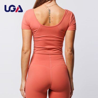 Wholesale Yoga Gym Wear Women Slim Fit Custom Blank Crop Top T Shirt - Image 5