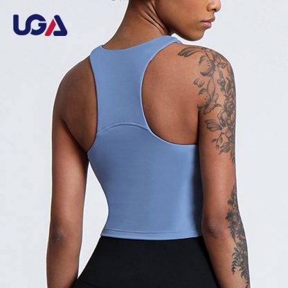 Custom Woman Active Wear Yoga Fitness Tight Vest Quick Dry Fitting Elastic Tank Top - Image 4