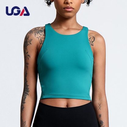 Custom Woman Active Wear Yoga Fitness Tight Vest Quick Dry Fitting Elastic Tank Top - Image 5