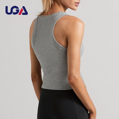 Athletic Casual Brief Cotton Knitted Shirt Blouse Ribbed Cropped Women Tank Top - Image 3