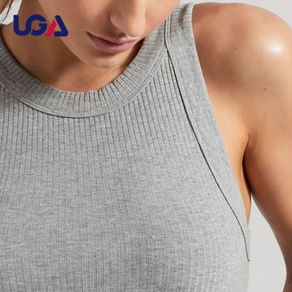 Athletic Casual Brief Cotton Knitted Shirt Blouse Ribbed Cropped Women Tank Top - Image 4
