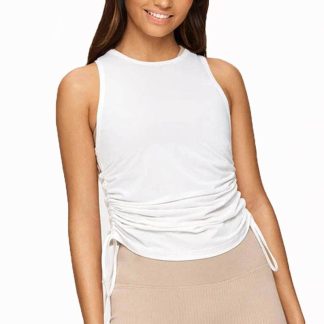 Custom Adjustable Yoga Drawstring Crop Top Fitness Gym Sports Tank Top For Women