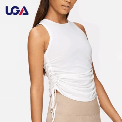 Custom Adjustable Yoga Drawstring Crop Top Fitness Gym Sports Tank Top For Women - Image 2