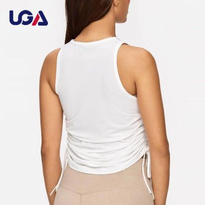 Custom Adjustable Yoga Drawstring Crop Top Fitness Gym Sports Tank Top For Women - Image 4