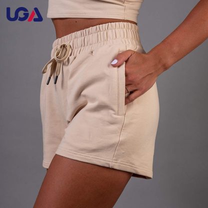 Custom Logo Running Athletic Biker Shorts Women Cotton Solid Color Fitness Active Gym Shorts - Image 3