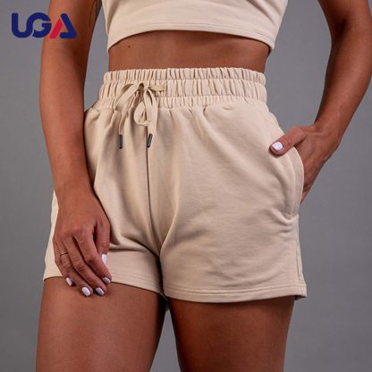 Custom Logo Running Athletic Biker Shorts Women Cotton Solid Color Fitness Active Gym Shorts - Image 4