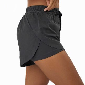 OEM Liner 2 in 1 Drawstring Waist Running Women Athletic Fitness Sports Shorts