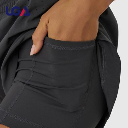 OEM Liner 2 in 1 Drawstring Waist Running Women Athletic Fitness Sports Shorts - Image 3