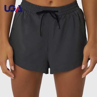 OEM Liner 2 in 1 Drawstring Waist Running Women Athletic Fitness Sports Shorts - Image 4