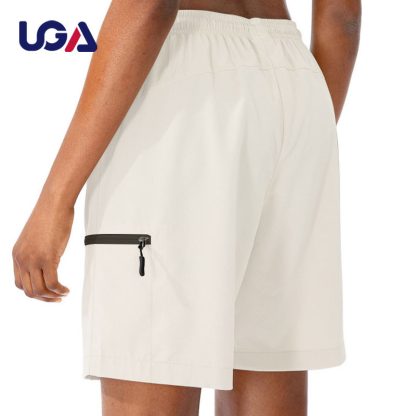 Wholesale Summer Outdoor Athletic Running Women Lounge Shorts Zipper Pocket Sports Gym Shorts - Image 4