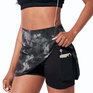 Active Ladies Pleated Skirts Running Golf Tie Dye Tennis Short Skorts with Pocket