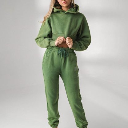 Women Streetwear Sporty Blank Oversized Customized Cropped Pullover Hoodie - Image 2