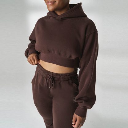 Women Streetwear Sporty Blank Oversized Customized Cropped Pullover Hoodie - Image 3