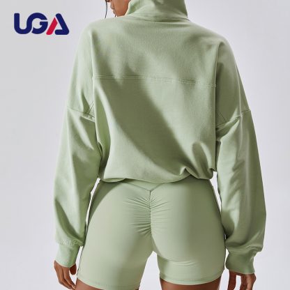 High Quality Custom Pullover Cropped Sweatshirt Drop Shoulder Women Half Zip Pullover Hoodie - Image 6