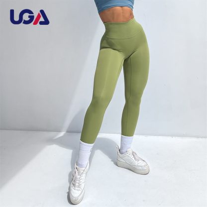 High Waist Tight Sweat Shiny Gym Workout Yoga Pants Push Up V Shape Legging - Image 2