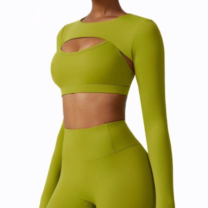 High Quality 3pcs Sports Wear Women Lady Long Sleeve Tops Sports Bra YogaLeggings Set