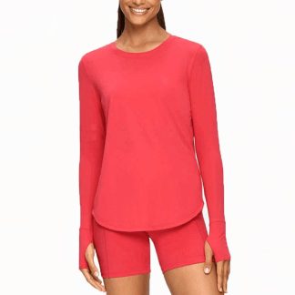 Custom Logo Printed Yoga Clothing 100% Cotton Women Long Sleeve Top
