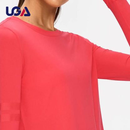Custom Logo Printed Yoga Clothing 100% Cotton Women Long Sleeve Top - Image 5