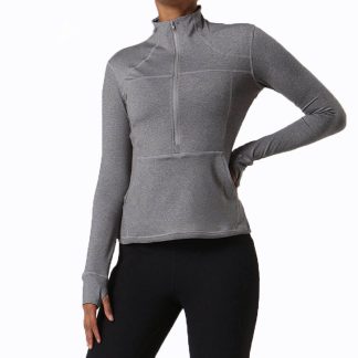 Women Running Shirt Half Zipper Long Sleeve Stand-up Collar Yoga Tops Training Running Brushed Workout Yoga Jackets