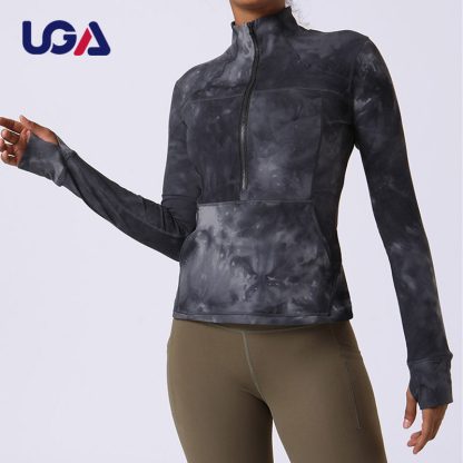 Women Running Shirt Half Zipper Long Sleeve Stand-up Collar Yoga Tops Training Running Brushed Workout Yoga Jackets - Image 2