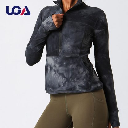 Women Running Shirt Half Zipper Long Sleeve Stand-up Collar Yoga Tops Training Running Brushed Workout Yoga Jackets - Image 3