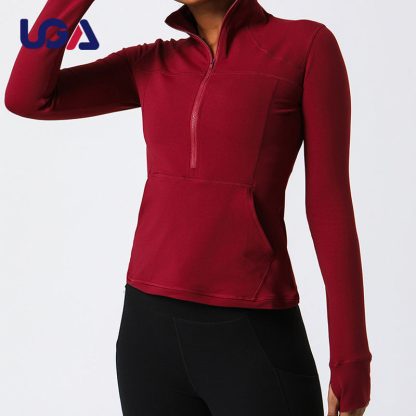 Women Running Shirt Half Zipper Long Sleeve Stand-up Collar Yoga Tops Training Running Brushed Workout Yoga Jackets - Image 5