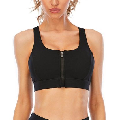 Custom Logo Women Front Zipper Fitness Sports Bra High Strength Gym Fitness Yoga Bra - Image 2