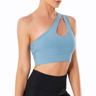 Fashion Workout Gym Wear Yoga Bra Sport Ladies Women Exercise Single Shoulder Breathable Mesh Sports Bra