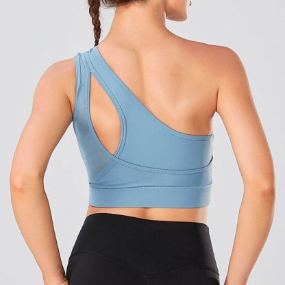 Fashion Workout Gym Wear Yoga Bra Sport Ladies Women Exercise Single Shoulder Breathable Mesh Sports Bra - Image 2