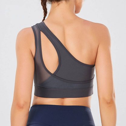 Fashion Workout Gym Wear Yoga Bra Sport Ladies Women Exercise Single Shoulder Breathable Mesh Sports Bra - Image 3
