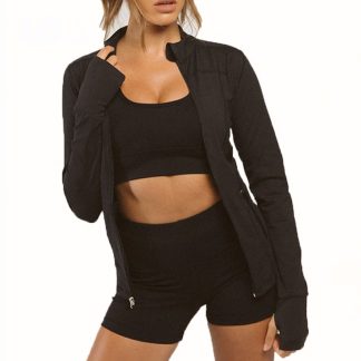 Custom Logo Workout Clothing Fitness Womens Sport Full Zip Running Yoga Jacket