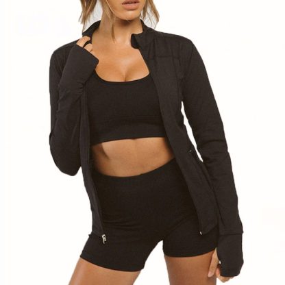 Custom Logo Workout Clothing Fitness Womens Sport Full Zip Running Yoga Jacket