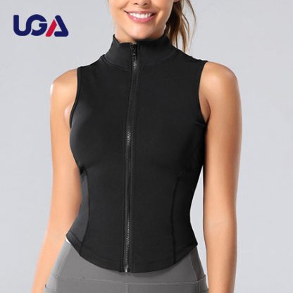 Sleeveless Comfort Sports Zip Running Turtleneck Shirt Sports Top Yoga Jacket - Image 4