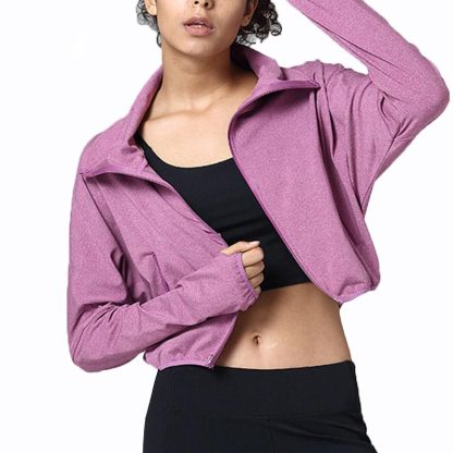 Custom Logo Sportswear Workout Quick Dry Women Full Zip Sports Shirts Zipper Fitness Gym Tops Yoga Jacket