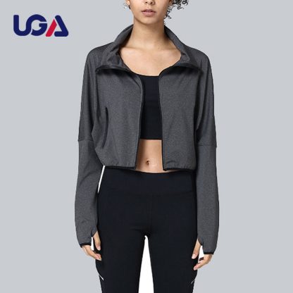 Custom Logo Sportswear Workout Quick Dry Women Full Zip Sports Shirts Zipper Fitness Gym Tops Yoga Jacket - Image 3