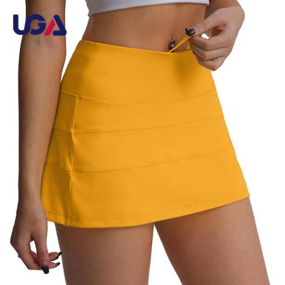 Women Casual Athletic Sportswear Running Short Elastic Double Layer Fashion Tennis Dress With Phone Pocket - Image 2