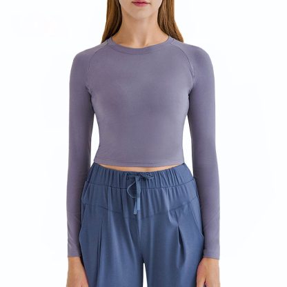 Workout Training Compression Gym Women Sport Long Sleeves Crop Top