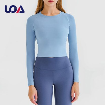 Workout Training Compression Gym Women Sport Long Sleeves Crop Top - Image 2