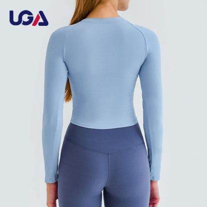 Workout Training Compression Gym Women Sport Long Sleeves Crop Top - Image 3