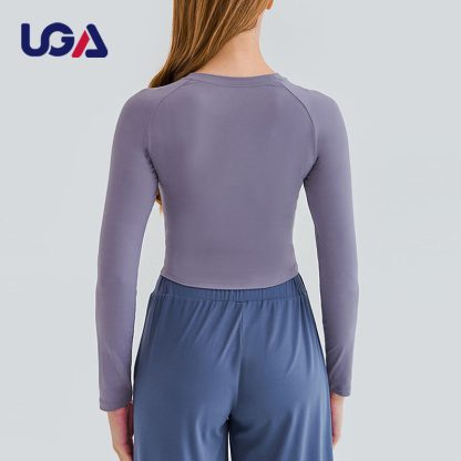 Workout Training Compression Gym Women Sport Long Sleeves Crop Top - Image 5