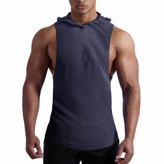 Bodybuilding Cool Muscle Sleeveless Hoodie Workout Singlet Stringer Mens Hoodie Tank Tops