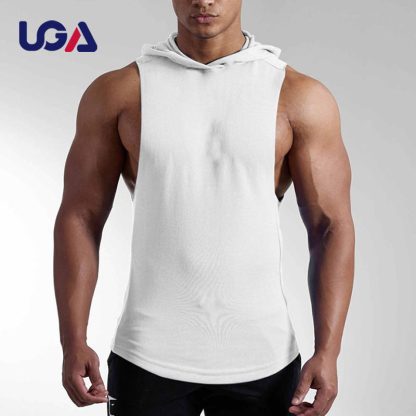 Bodybuilding Cool Muscle Sleeveless Hoodie Workout Singlet Stringer Mens Hoodie Tank Tops - Image 2
