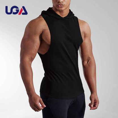 Bodybuilding Cool Muscle Sleeveless Hoodie Workout Singlet Stringer Mens Hoodie Tank Tops - Image 3