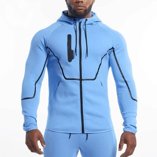 Fashion Design Men Gym Custom Full Zipper Fitness Jacket Mid-weight Blank Hoodie Jacket