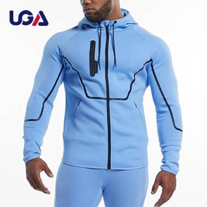 Fashion Design Men Gym Custom Full Zipper Fitness Jacket Mid-weight Blank Hoodie Jacket - Image 2