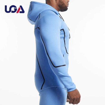 Fashion Design Men Gym Custom Full Zipper Fitness Jacket Mid-weight Blank Hoodie Jacket - Image 4