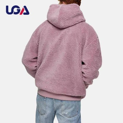 Fashion Winter Warm Zip Front Hoodie Teddy Sherpa Jacket Blank Plus Size Men Hoodie With Pockets - Image 4